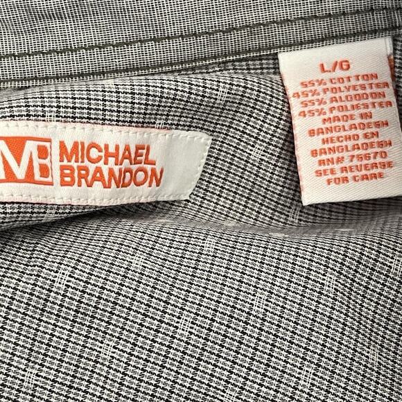 Michael Brandon Button Up Short Sleeve Shirt Preppy Classic Size Large - Picture 3 of 4